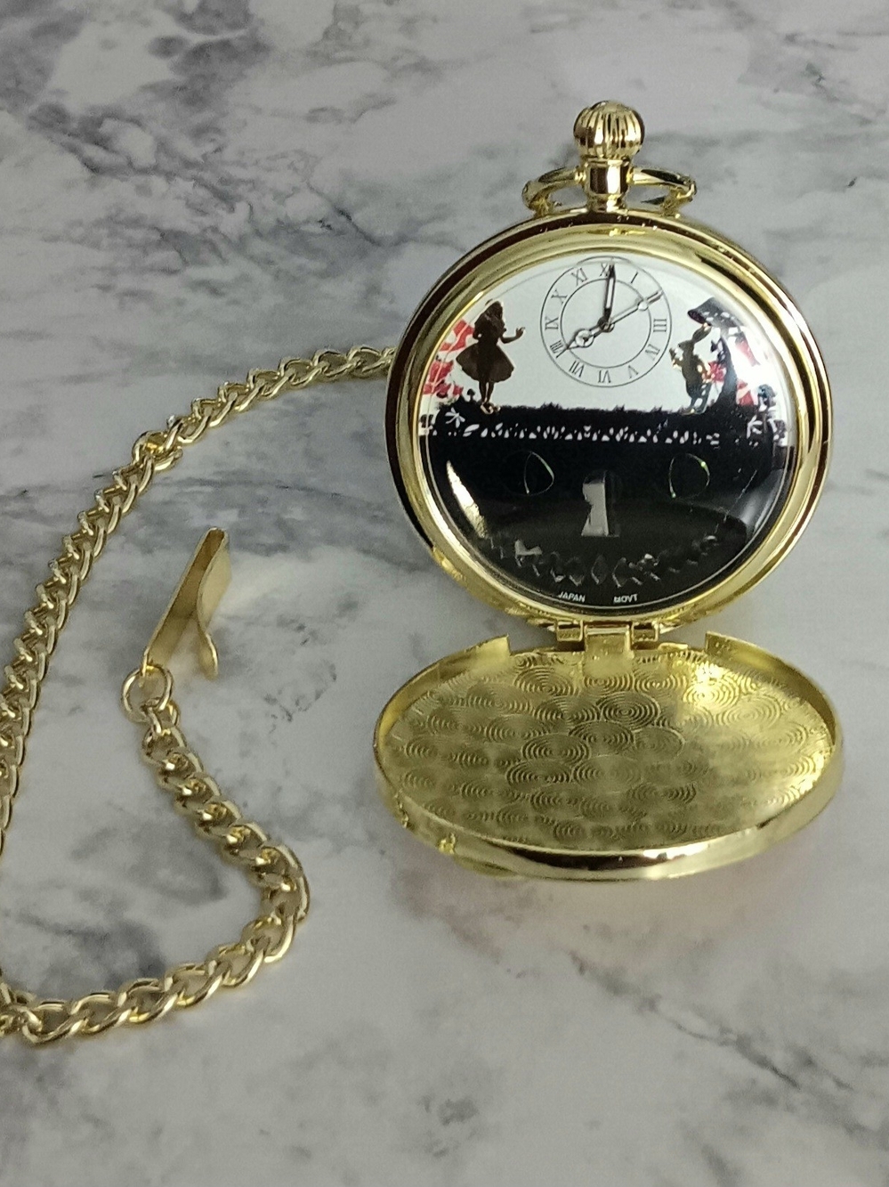 Disney Alice in Wonderland Musical Pocket Watch Gold & Red– Like New - Picture 5 of 7